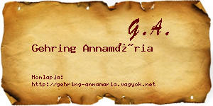 Gehring Annamária névjegykártya